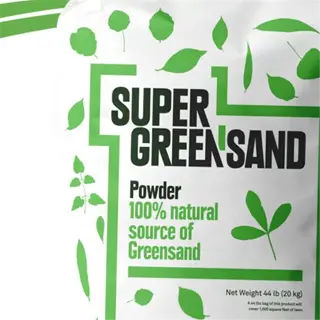 a bag of super greensand powder, a natural source of greensand for gardening