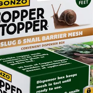 a box of gonzo copper stopper slug & snail barrier mesh