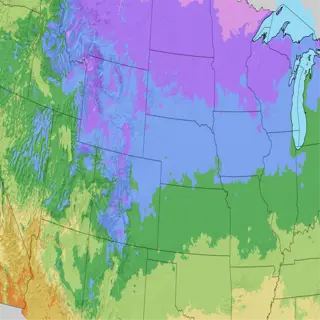 a colorful hardiness zone map of the united states, showing different climate zones for gardening