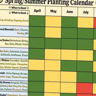a colorful spring/summer planting calendar for various seeds