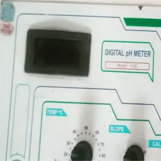 a digital ph meter with controls and labels, including model number and settings