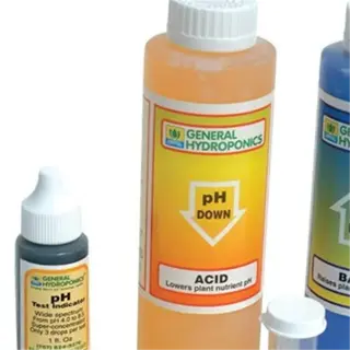 a general hydroponics ph control kit with ph up, ph down, and ph test indicator