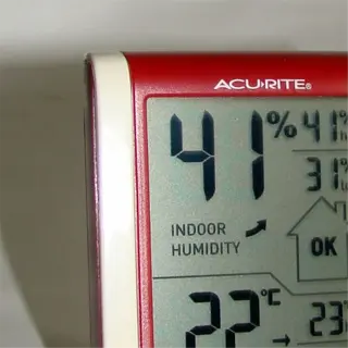 acurite digital hygrometer showing indoor humidity and temperature