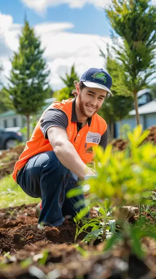 close-up of a gardener's face wearing safety glasses gardening while pruning rose bushes; essential eye protection against thorns and debris