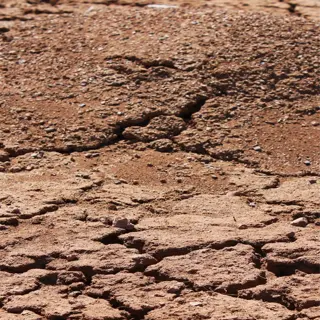 close-up of barren, dry, and cracked soil