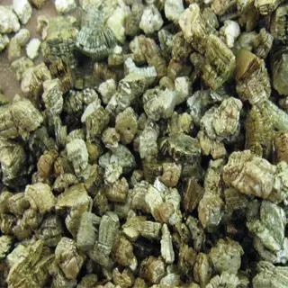 close-up of small, silver-golden vermiculite granules