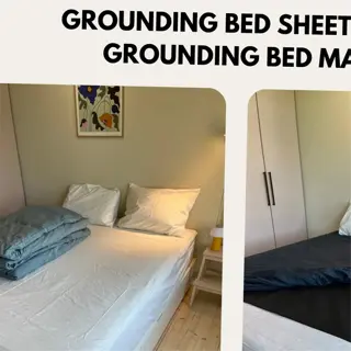 comparison of grounding bed sheets and grounding bed mat for ground bed adjustments, showing two bed setups side by side