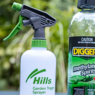 gardening tool sterilization with sprayer and methylated spirits