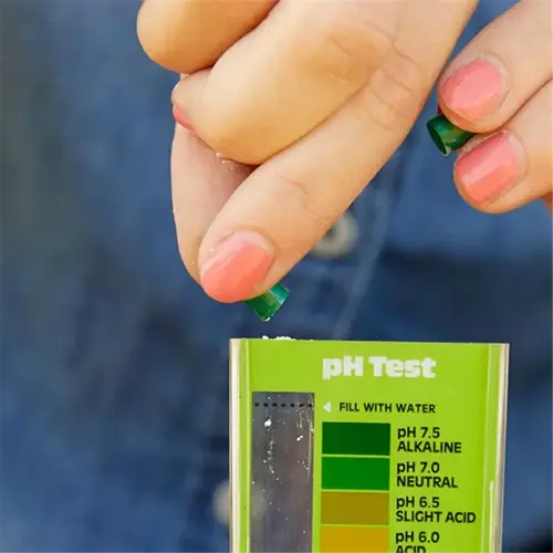 hands using a soil ph test kit to check soil acidity levels