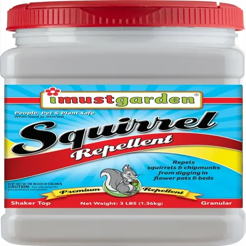 i must garden squirrel repellent granular shaker - pet-safe squirrel deterrent for gardens to stop digging in flower pots & beds