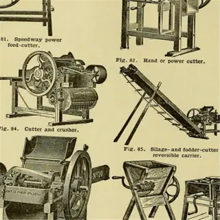 illustration of various agricultural machines, including root pruners (fig. 88)