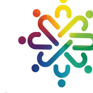 logo for 'harmony' featuring a colorful, interconnected design and the tagline 'many voices. one mission.'