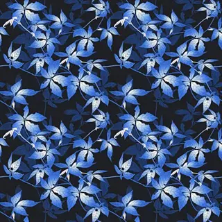 pattern of blue ivy leaves with white edges on dark background