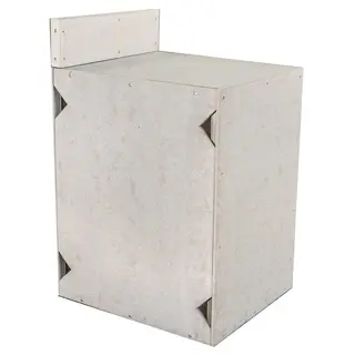 plain light gray rectangular storage unit with metal corner brackets - diy seed storage idea: repurpose as stackable seed organizer with fabric liners or labeled compartments