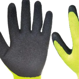 portwest a140 insulated gloves with black rubber palm and yellow fabric