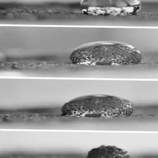 sequence of water droplet infiltrating into soil