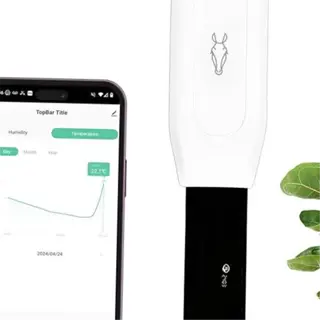 smart soil sensor for gardening with app interface and plant
