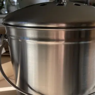stainless steel kitchen compost bin with handle