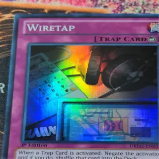 yu-gi-oh! wiretap disposable trap card with holographic design and text